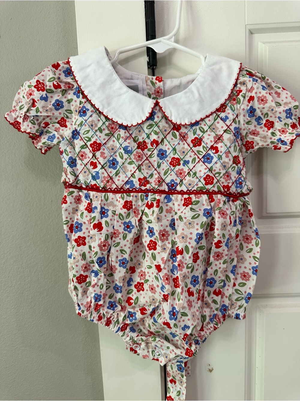 NWOT Lil Cactus Smocked Bubble Romper with Peter Pan Collar
